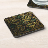 Green Bronze Ornamental Pset Decorting Pattern Bier Onderzetter (Linkerzijde)
