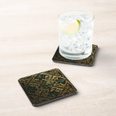Green Bronze Ornamental Pset Decorting Pattern Bier Onderzetter (Rechterzijde)