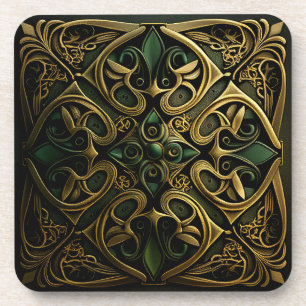 Green Bronze Ornamental Pset Decorting Pattern Bier Onderzetter