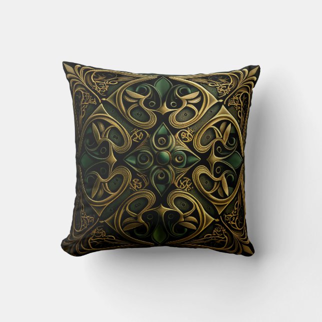 Green Bronze Ornamental Pset Decorting Pattern Kussen (Voorkant)