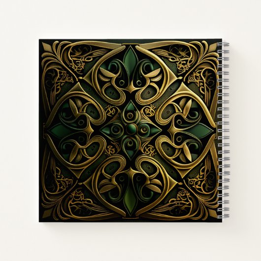 Green Bronze Ornamental Pset Decorting Pattern Notitieboek (Achterkant)