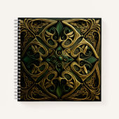 Green Bronze Ornamental Pset Decorting Pattern Notitieboek (Voorkant)