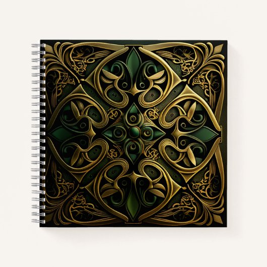 Green Bronze Ornamental Pset Decorting Pattern Notitieboek (Voorkant)
