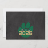 Green & Bronze Paw Print Afstuderen Aankondiging (Achterkant)