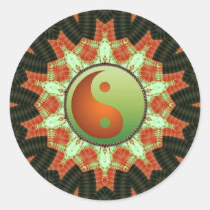 Green & Bronze Yin Yang Mandala Sticker