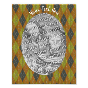 Green Brown Argyle Design Lijst Sjabloon Foto Pri Afdruk