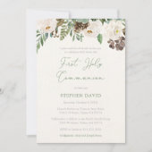 Green Brown Boy First Heilige Communion Celebratie Kaart (Voorkant)