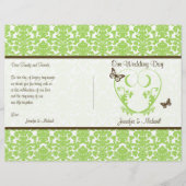 Green Brown Damask Heart Butterfly Wedding Program (Voorkant)