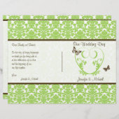 Green Brown Damask Heart Butterfly Wedding Program (Voorkant / Achterkant)