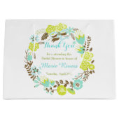 Green & Brown Floral Wreath Bridal Shower Groot Cadeauzakje (Voorkant)