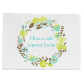 Green & Brown Floral Wreath Bridal Shower Groot Cadeauzakje (Achterkant)