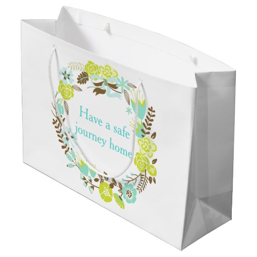 Green & Brown Floral Wreath Bridal Shower Groot Cadeauzakje (Achterkant Gekanteld)