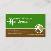 Green Brown Layers Handyman Motif Hammer Logo Visitekaartje (Voorkant)