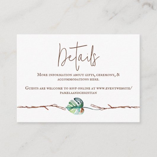 Green Brown Monstera Leaf Advieskaart (Voorkant)