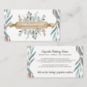 Green Brown Rustic Flower Rolling Pin Bakery Visitekaartje (Voorkant / Achterkant)