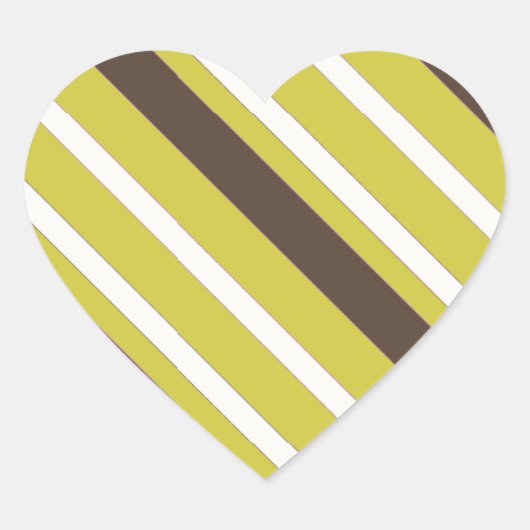 Green Brown Striped Patroon Hart Sticker (Voorkant)