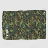 Green Brown Woodland Camouflage. Camo je Golfhanddoek (Horizontaal)