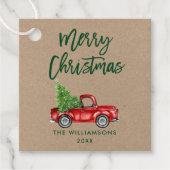 Green Brush Script Kraft Truck Bedankjes Labels (Voorkant)