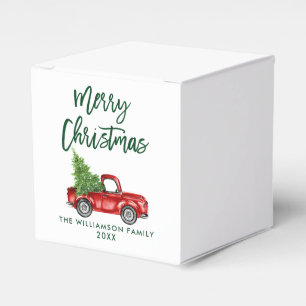 Green Brush Script Merry Kerstmis  Truck Bedankdoosjes