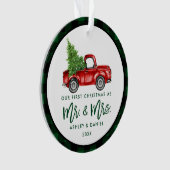 Green Brush Script Truck First Kerstmis Pset Ornament (voorkant)