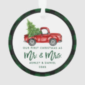Green Brush Script Truck First Kerstmis Pset Ornament (achterkant)