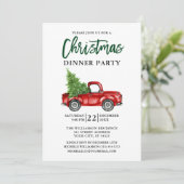 Green Brush Script Truck Kerstparty Kaart (Staand voorkant)