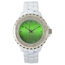 Green Brushed Metal Glitter Monogram Eenvoudig | Horloge