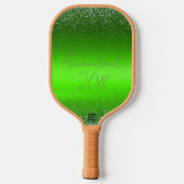 Green Brushed Metal Glitter Monogram Eenvoudig | Pickleball Paddle (Achterkant)