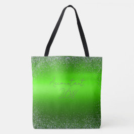 Green Brushed Metal Glitter Monogram Eenvoudig | Tote Bag