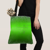 Green Brushed Metal Glitter Monogram Eenvoudig | Tote Bag (Dichtbij)