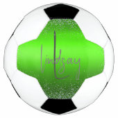 Green Brushed Metal Glitter Monogram Eenvoudig | Voetbal (Voorkant)