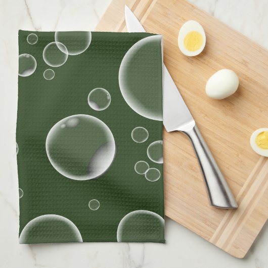 Green Bubbles Kitchen Towel Home Decor Theedoek (Quarter Fold)
