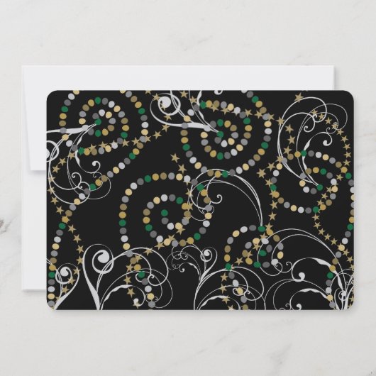 Green Bubbly Bottles Wervelt Oudejaarsfeest Kaart (Achterkant)