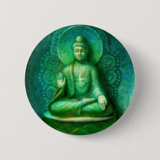Green Buddha Ronde Button 5,7 Cm (Voorkant)