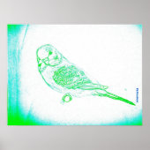 Green Budgie Portrait Poster (Voorkant)