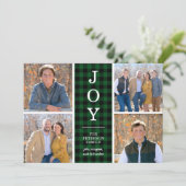 Green Buffalo Check 4 Foto Feestdagenkaart (Staand voorkant)