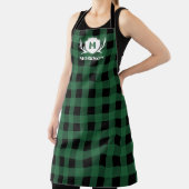 Green Buffalo Check Antler Shield Rustige Monogram Schort (Insitu)