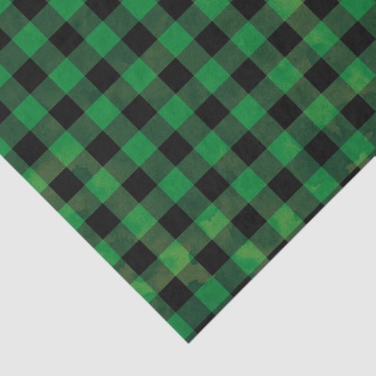 Green Buffalo Check met Wash Texture Tissuepapier (Detail)