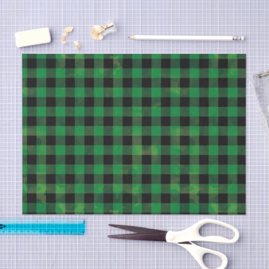 Green Buffalo Check met Wash Texture Tissuepapier (Craft)