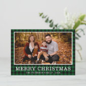 Green Buffalo Check Photo Feestdagenkaart (Staand voorkant)
