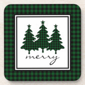 Green Buffalo Check Pine Trees Bier Onderzetter (Voorkant)