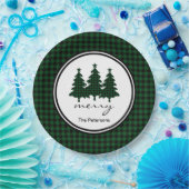 Green Buffalo Check Pine Trees gepersonaliseerd Papieren Bordje (Feest)