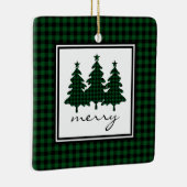 Green Buffalo Check Pine Trees Keramisch Ornament (Rechts)