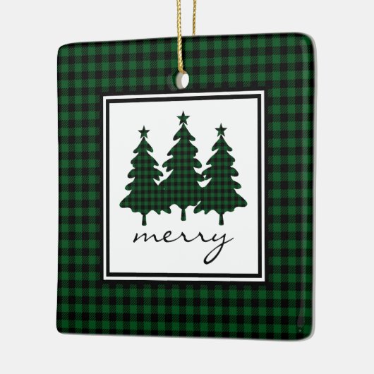 Green Buffalo Check Pine Trees Keramisch Ornament (Links)