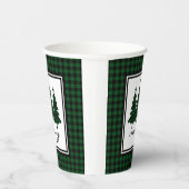 Green Buffalo Check Pine Trees Paper Cups Papieren Bekers (Rechts)