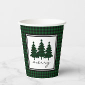 Green Buffalo Check Pine Trees Paper Cups Papieren Bekers (Voorkant)