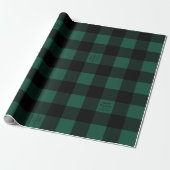 Green Buffalo Check Plaid Gepersonaliseerde vakant Cadeaupapier (Uitgerold)