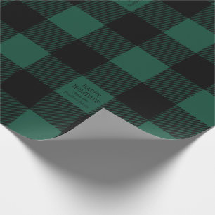 Green Buffalo Check Plaid Gepersonaliseerde vakant Cadeaupapier