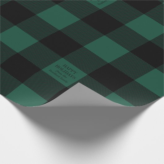 Green Buffalo Check Plaid Gepersonaliseerde vakant Cadeaupapier (Hoek)
