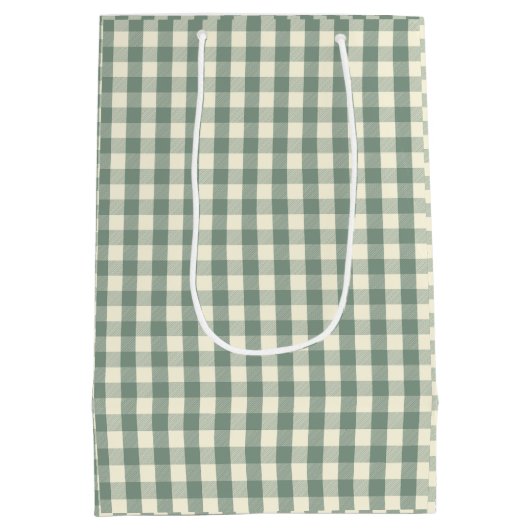 Green Buffalo Check Plaid Gingham Medium Cadeauzakje (Achterkant)